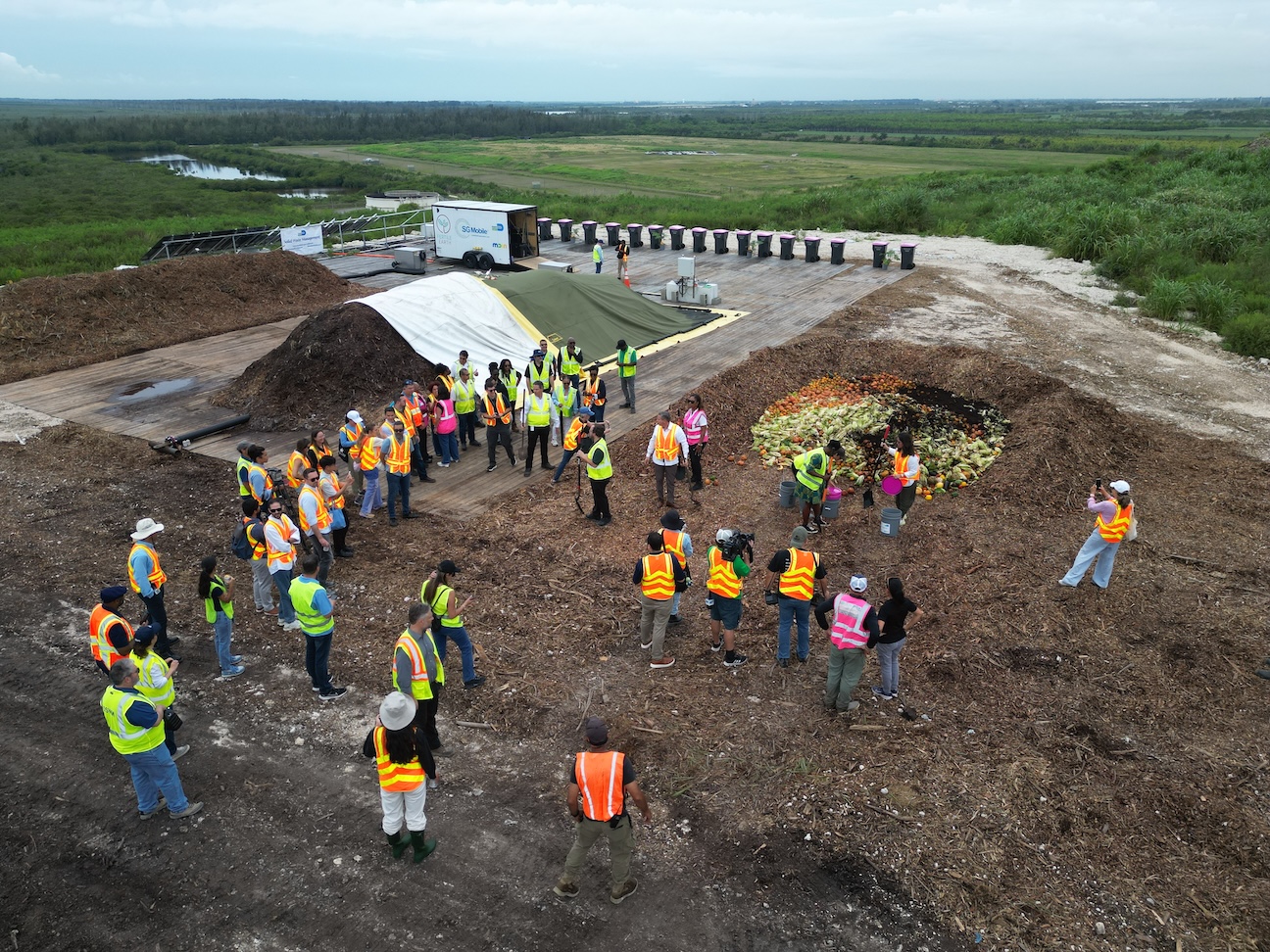 Aerial view of the Fertile Earth Compost Testing Site unveiling at the South Dade Landfill